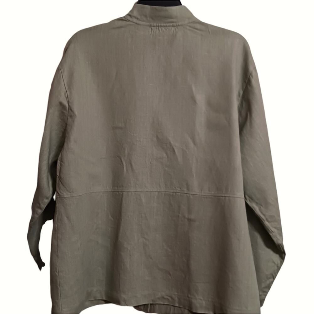 Aly Wear linen shirt sz L sage green button front lagenlook layering breathable - Picture 4 of 10